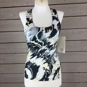 Black and White Paint Brush Racerback Yoga